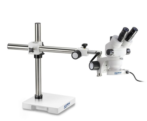 Juego de microscopio estereoscópico KERN Optics, brazo telescópico con placa, Greenough 0,7 x - 4,5 x, binocular, ocular HSWF 10 x / Ø 23 mm, OZM 912