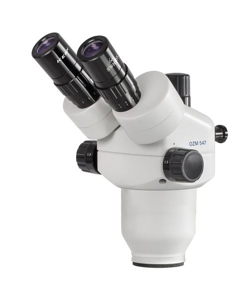 Cabezal de microscopio con zoom estéreo KERN Optics, Greenough 0,7 x - 4,5 x, binocular, ocular HSWF 10 x / Ø 23 mm con antifúngico, punto de vista alto, OZM 546