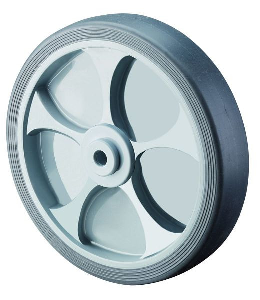 BS Wheels Rueda de goma, ancho de rueda 32 mm, Ø de rueda 100 mm, capacidad de carga 110 kg, neumáticos de termoplástico gris, rodamientos de bolas, paquete de 8 unidades, A85.104