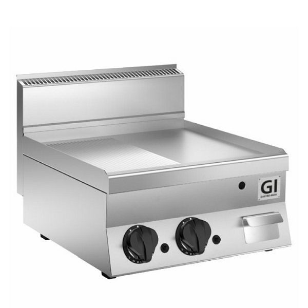 Quemador de gas Gastro-Inox 650 &quot;High Performance&quot; placa de acero inoxidable medio liso / medio estriado, 80cm, modelo de mesa, 160.057