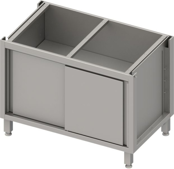 Caja de armario bajo de acero inoxidable Stalgast versión 2.0, para patas/estructura de zócalo, con puertas correderas 1900x640x660 mm, BX19652