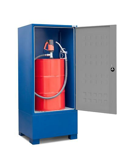 Depósito de materiales peligrosos DENIOS SteelSafe D1, con puertas, para 1 barril, 259-060