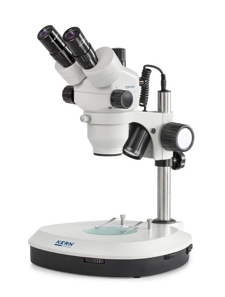 Microscopio con zoom estéreo KERN Optics, Greenough 0,7 x - 4,5 x, trinocular, ocular HSWF 10 x / Ø 23 mm, OZM 544