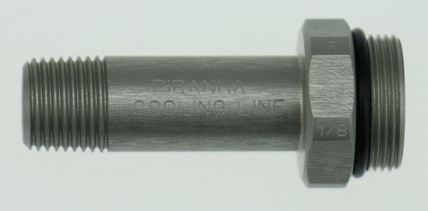 Piranha Cooling Gewindeanschluss mit Kugelpfanne, Einseitig 1/8" - 38mm lang, C18GARL