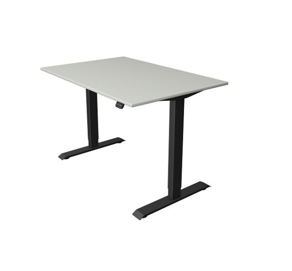 Mesa para sentarse y pararse Kerkmann An 1200 x P 800 mm, altura ajustable eléctricamente de 740 a 1230 mm, gris claro, 10180711