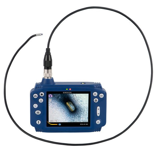 Endoscopio industrial PCE Instruments, cabezal de cámara Ø 4,5 mm, 6 LED, pantalla LC de 3,5", longitud de cable 1.000 mm, PCE-VE 200