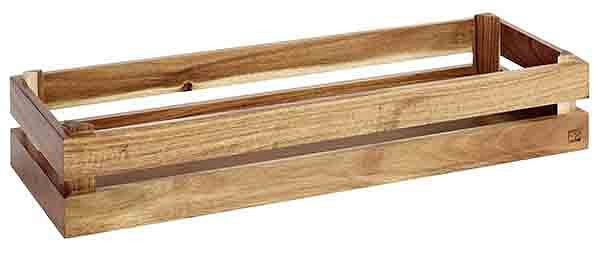 Caja de madera APS -SUPERBOX-, 55,5 x 18,5 cm, altura: 10,5 cm, madera de acacia, apta para GN 2/4, 11623