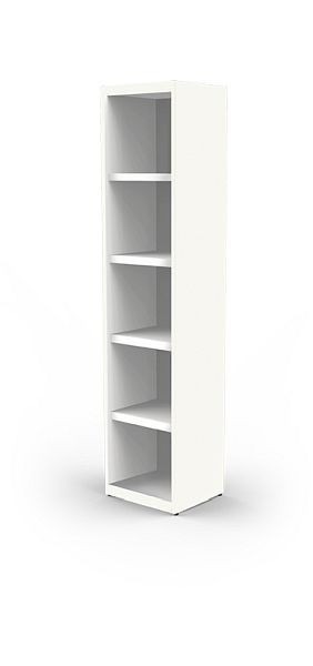 Kerkmann estante individual 5 OH, forma 5, ancho 410 x fondo 355 x alto 1860 mm, blanco, 13438210