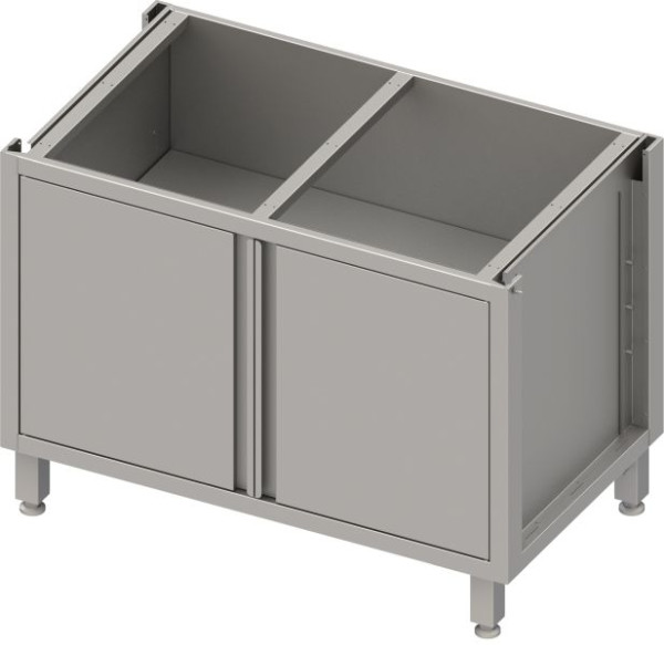 Caja de armario bajo de acero inoxidable Stalgast versión 2.0, para patas/estructura de zócalo, con puertas batientes 900x640x660 mm, BX09651