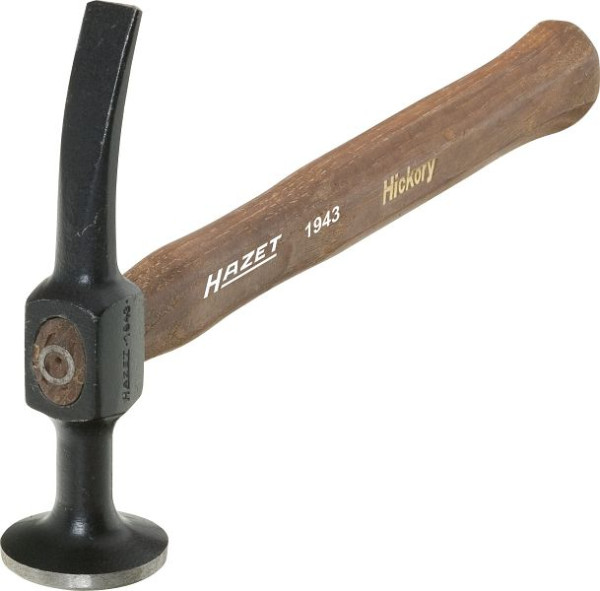 Martillo abultado Hazet, martillo de acabado y timón, 135 mm, cara redonda y timón curvo afilado, mango HICKORY, 1943