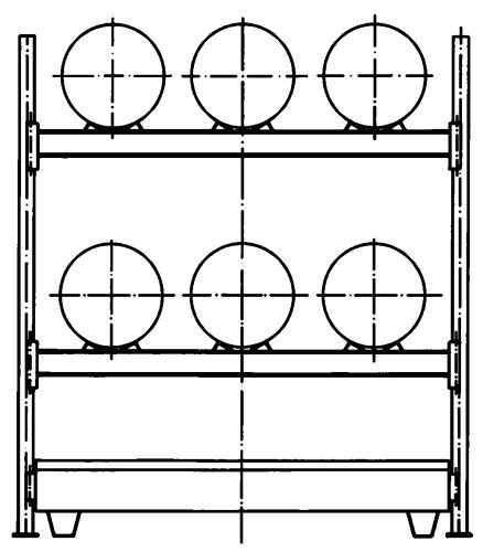 Rack de barricas DENIOS FR-2014/6 para 6 barricas de 60 litros en horizontal, campo adicional, 199-614