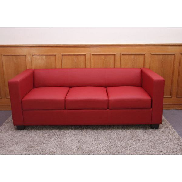 Mendler 3-1-1 conjunto de sofás conjunto de sofás lounge sofá Lille, cuero rojo, 2x17643+2x17644+17647+17648+17649