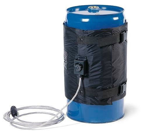 Camisa calefactora DENIOS para barriles de 60 litros, termostato 0 - 90°C, 1100 - 1250 mm, 250 vatios, 117-722