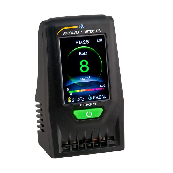 Colector de partículas PCE Instruments, medición PM 2,5 y PM 10, indicador de temperatura y humedad, función de semáforo, PCE-RCM 10