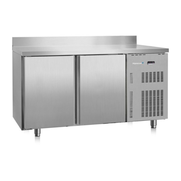 Mostrador frigorífico Marecos Softline de acero inoxidable de 600 mm de profundidad con 2 puertas y respaldo, 222.006